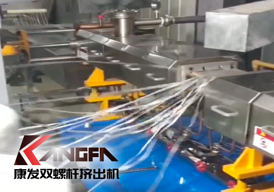 65高扭+PLC，尼龍加纖雙螺桿造粒機試機